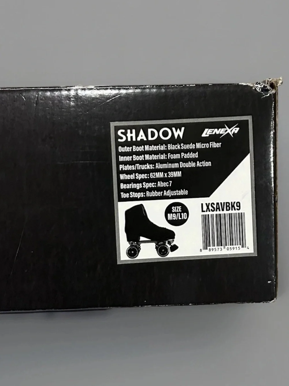 NIB Lenexa Shadow Black Vegan Suede Roller Skates Men 9 / Women 10